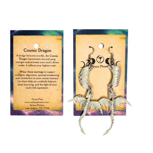 Cosmic Celestial Dragon + Moon Earrings