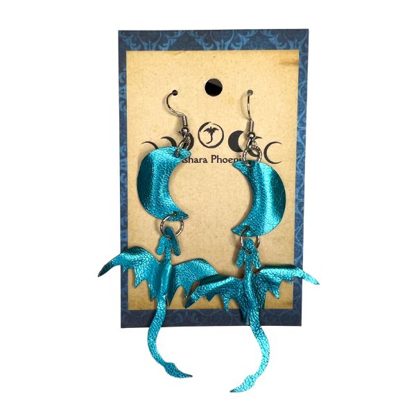 Air Elemental Dragon + Moon Earrings