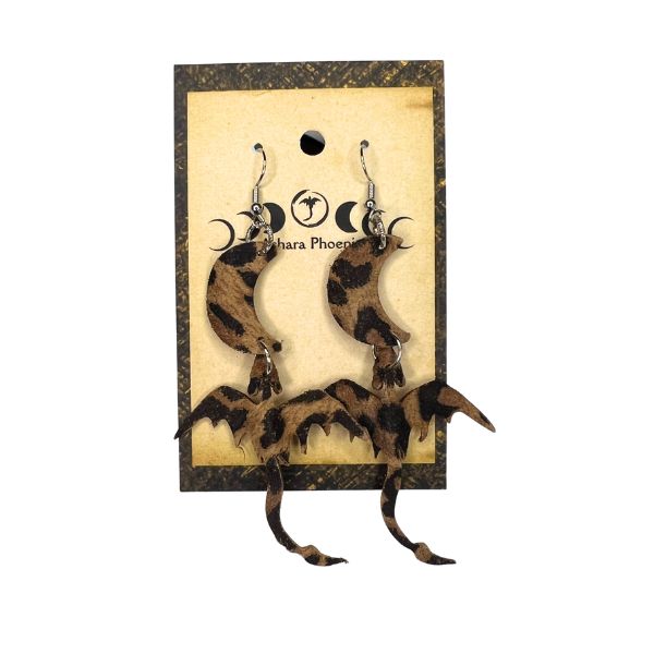 Earth Elemental Dragon + Moon Earrings