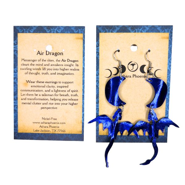 Air Elemental Dragon + Moon Earrings