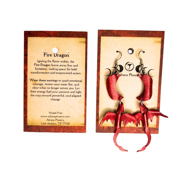 Fire Elemental Dragon + Moon Earrings