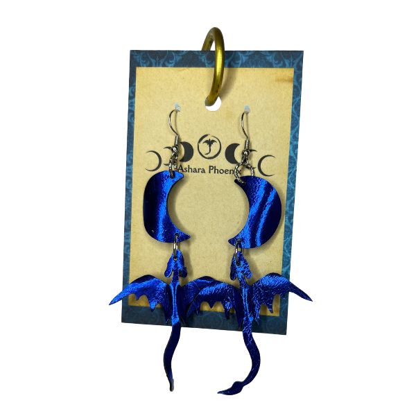 Air Elemental Dragon + Moon Earrings