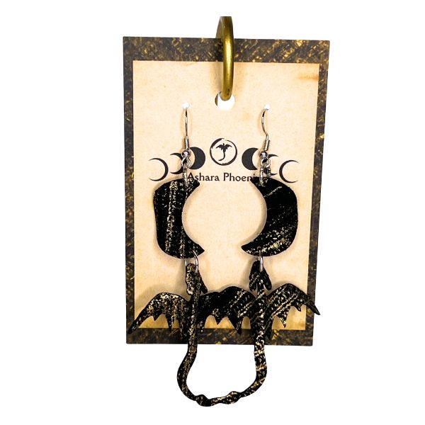 Earth Elemental Dragon + Moon Earrings