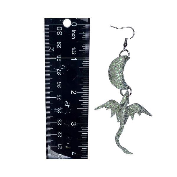 Cosmic Celestial Dragon + Moon Earrings