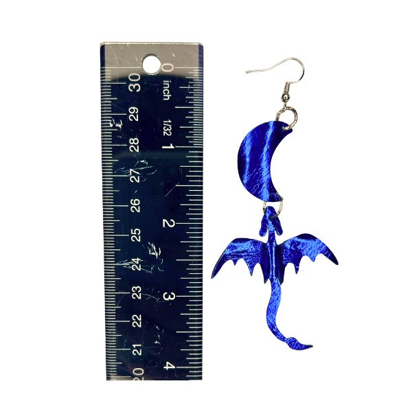 Air Elemental Dragon + Moon Earrings