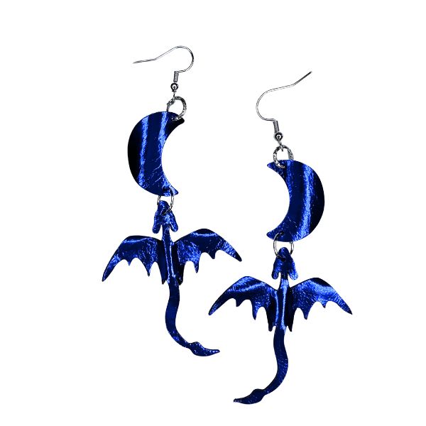 Air Elemental Dragon + Moon Earrings