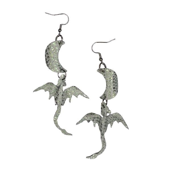 Cosmic Celestial Dragon + Moon Earrings