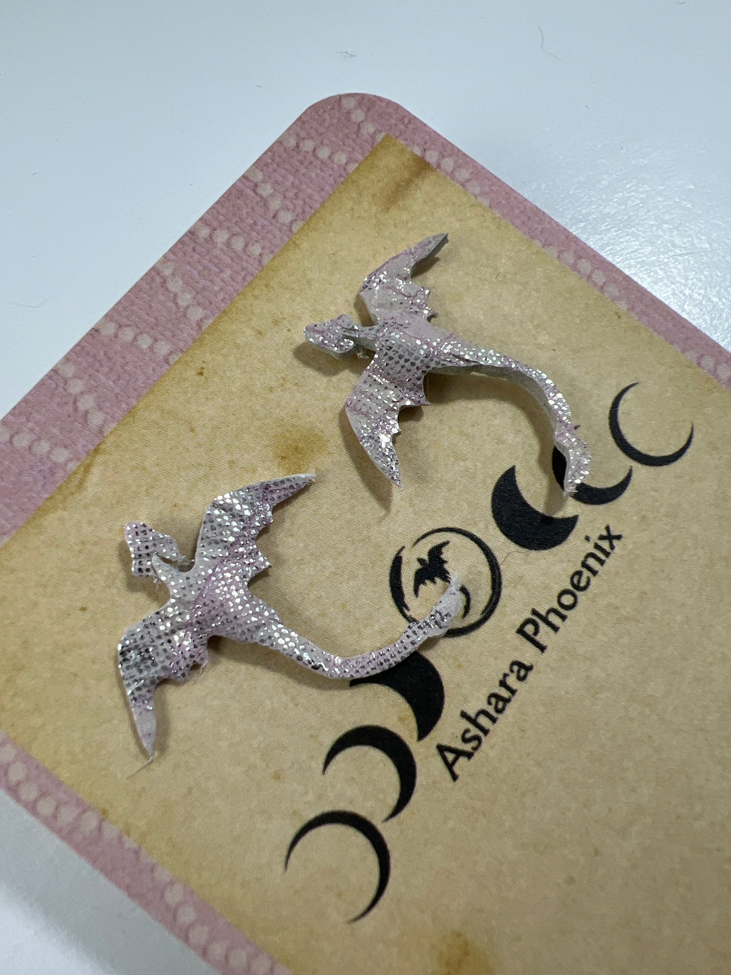 Silver Blossom Pink Dragon Stud Earrings