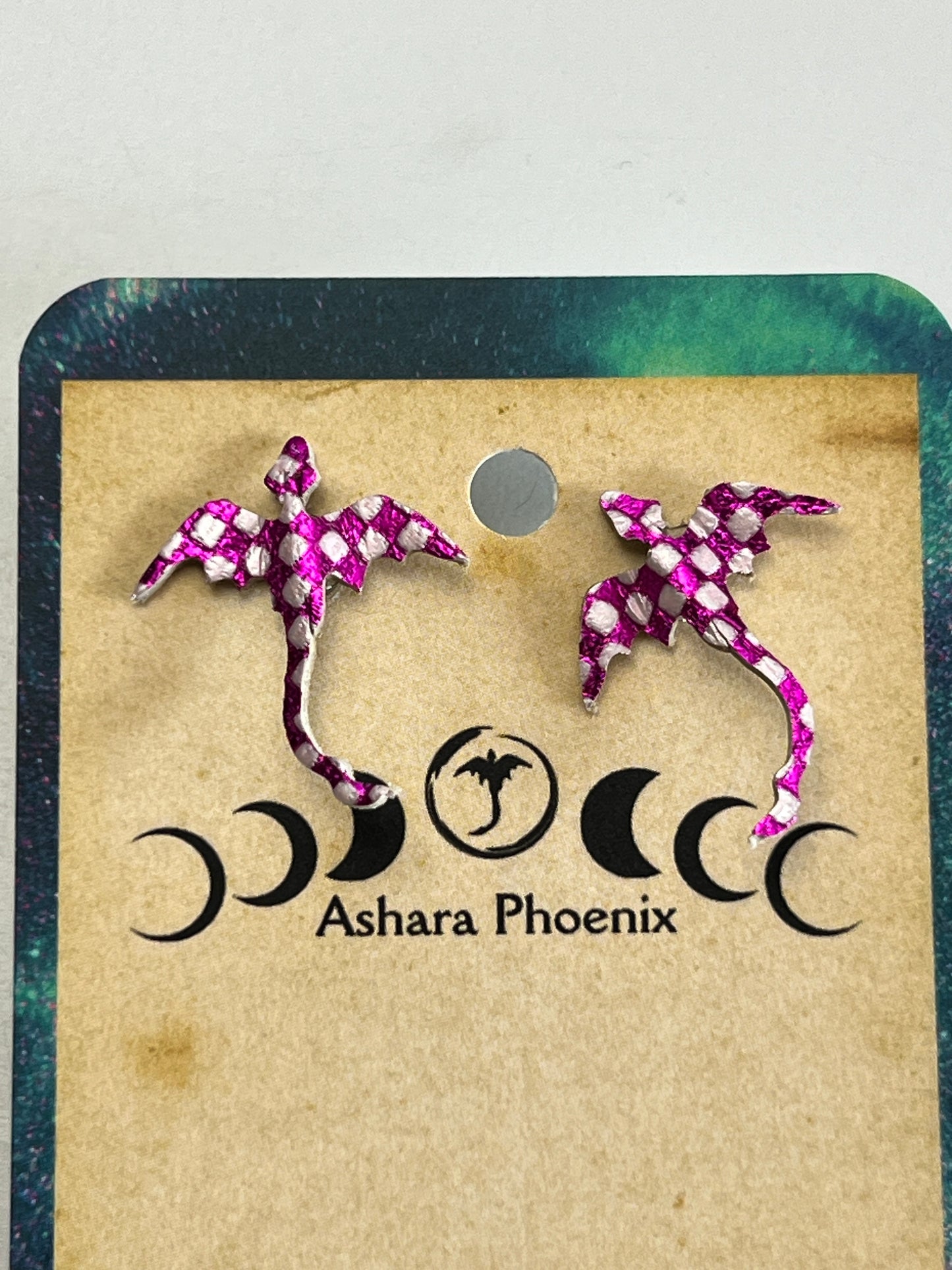 Pink Orbit Dragon Stud Earrings