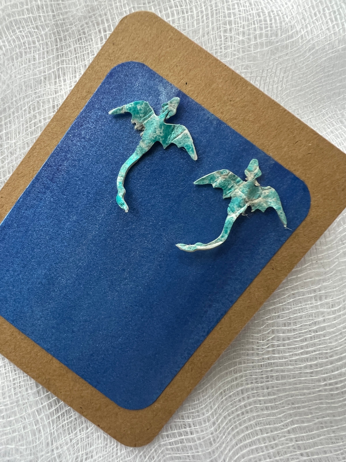 Seafoam Whisper Dragon Stud Earrings