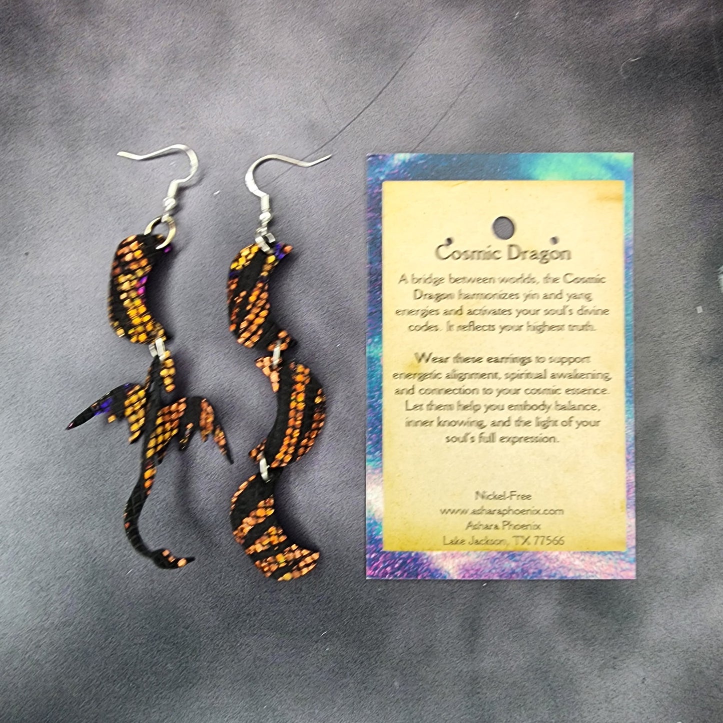 Solar Flare Dragon and Triple Moon Earrings