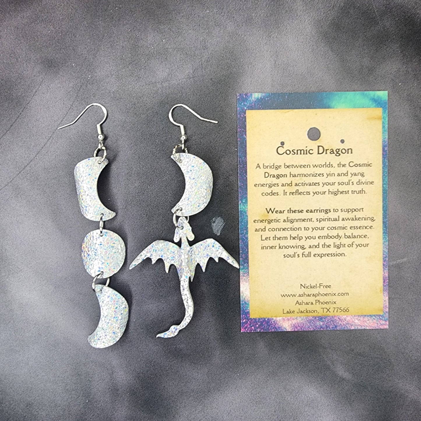 Aurora Gleam Triple Moon And Deagon Earrings