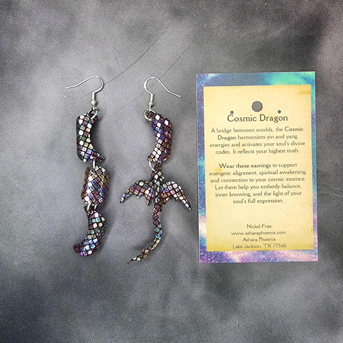 Infinite Reflections Triple moon Amd Dragon Earrings