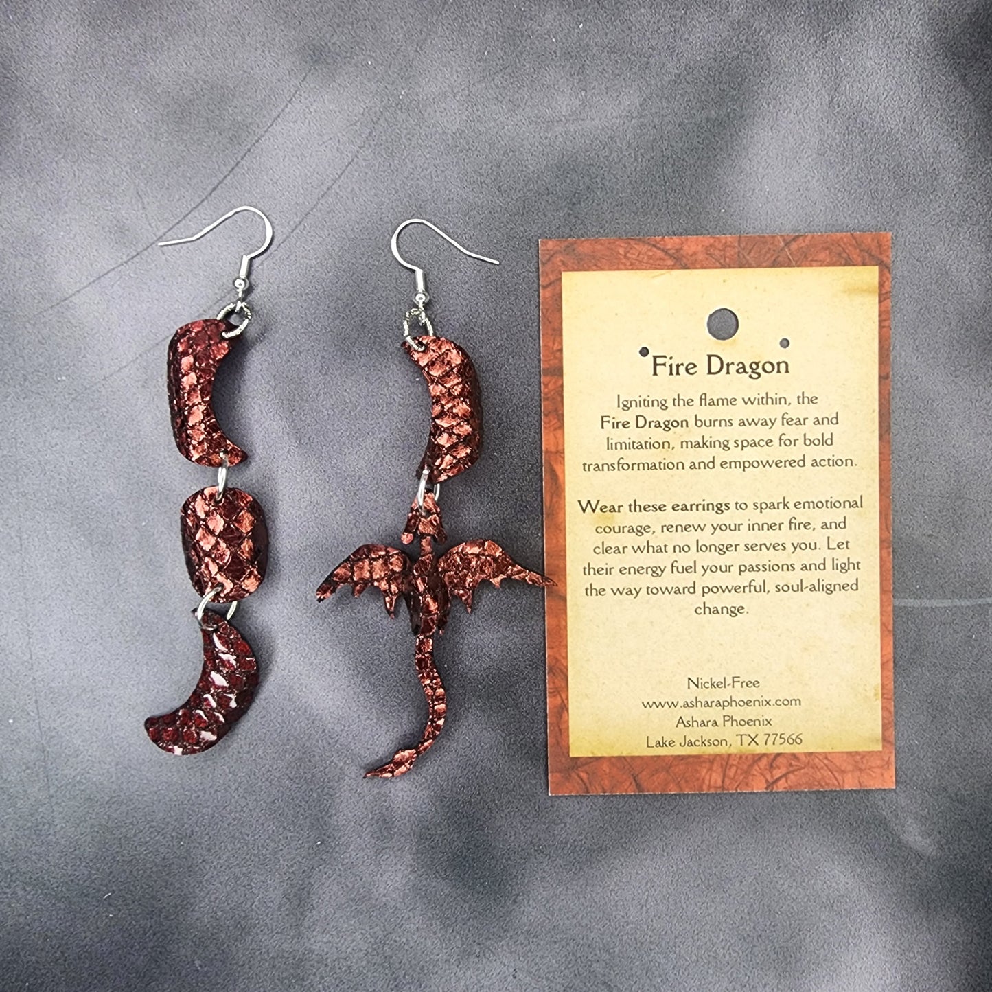 Just Fire Triple Moon And Dragon Earrings