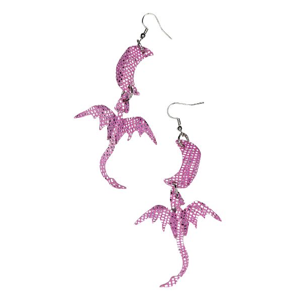 Pink Celestial Dragon + Moon Earrings
