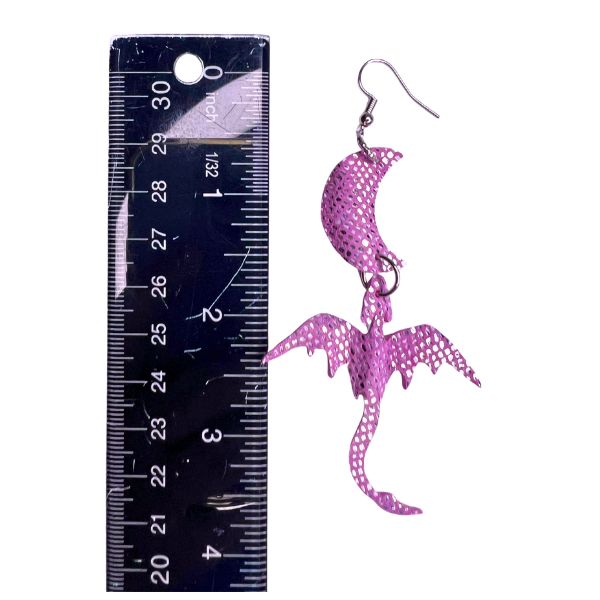 Pink Celestial Dragon + Moon Earrings
