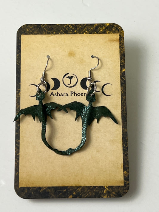 Emerald Hollow Mini Earth Dragon Earrings