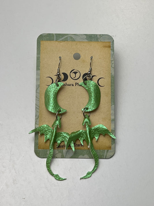 Seafoam Stars Dragon and Moon Earrings