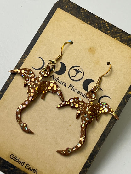 Gilded Earth Mini Dragon Earrings