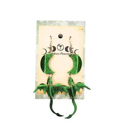Water Elemental Dragon + Moon Earrings