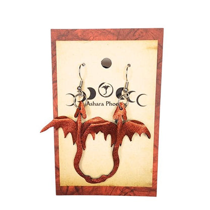 Fire Elemental Dragon + Moon Earrings