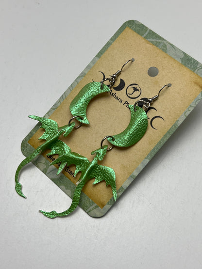 Seafoam Stars Dragon and Moon Earrings
