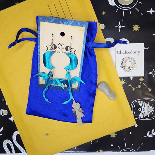 Air Elemental Dragon + Moon Earrings