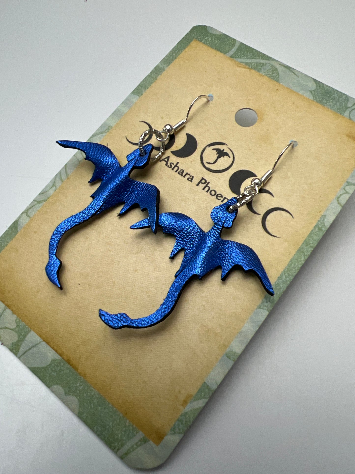 Cerulean Wake Mini Dragon Earrings