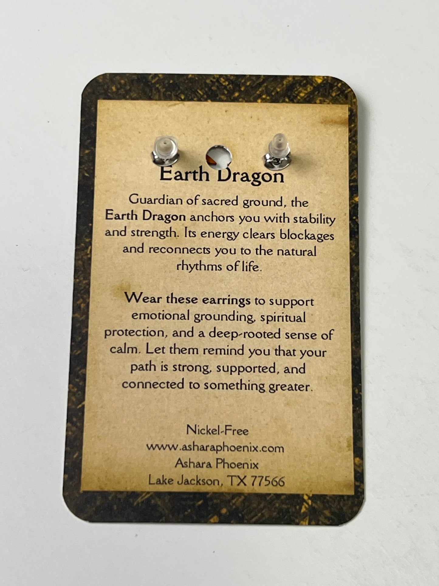 Moon Moss Earth Dragon Stud Earrings
