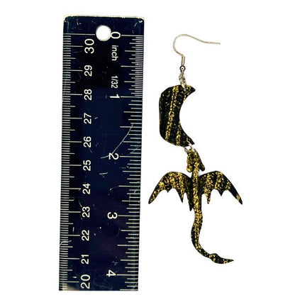 Earth Elemental Dragon + Moon Earrings