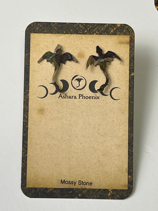 Mossy Stone Earth Dragon Stud Earrings