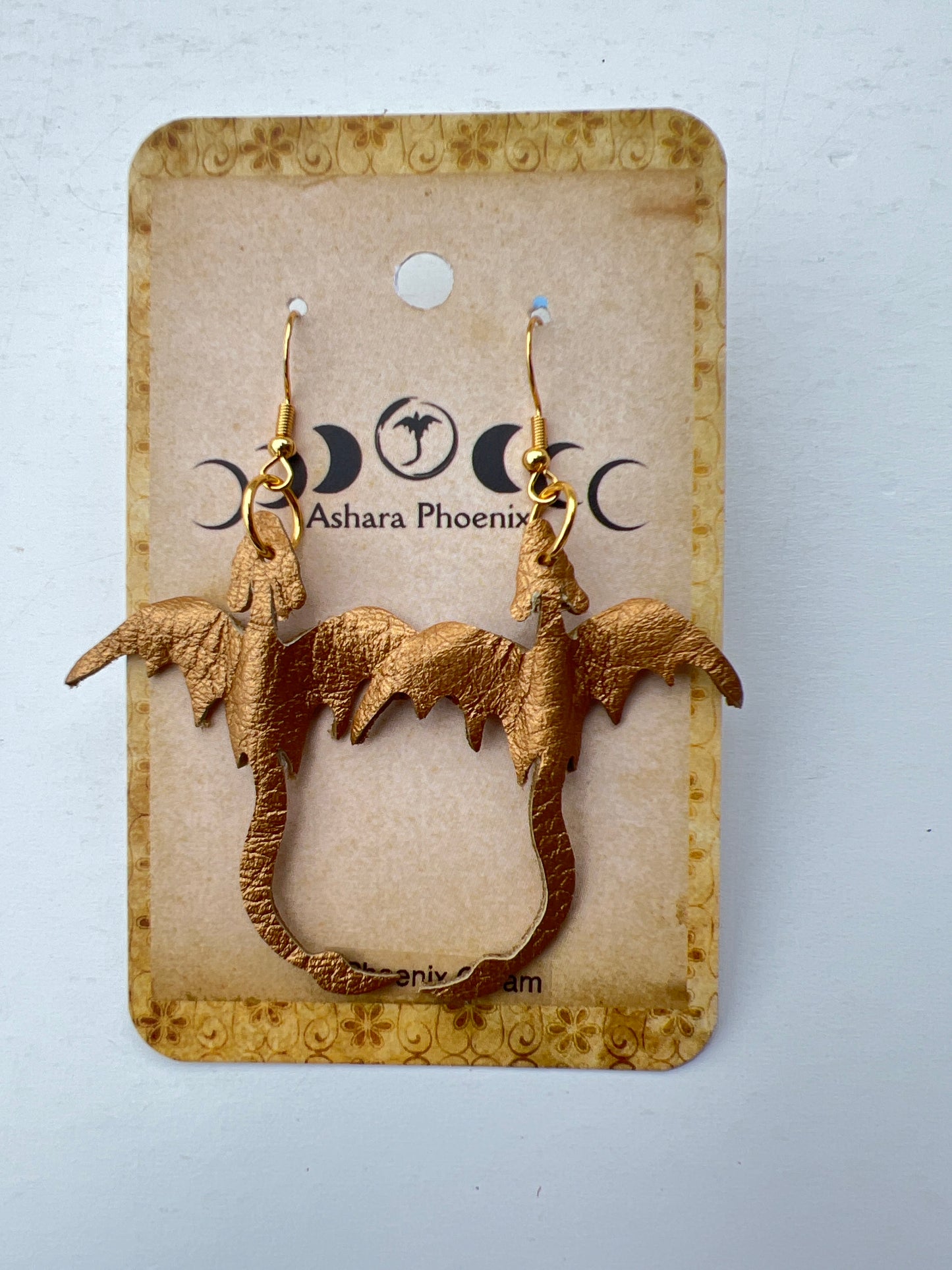 Phoenix Gleam Golden Dragon Earrings | Radiant Renewal, Rising Light