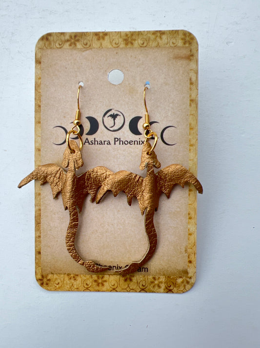 Phoenix Gleam Golden Dragon Earrings | Radiant Renewal, Rising Light