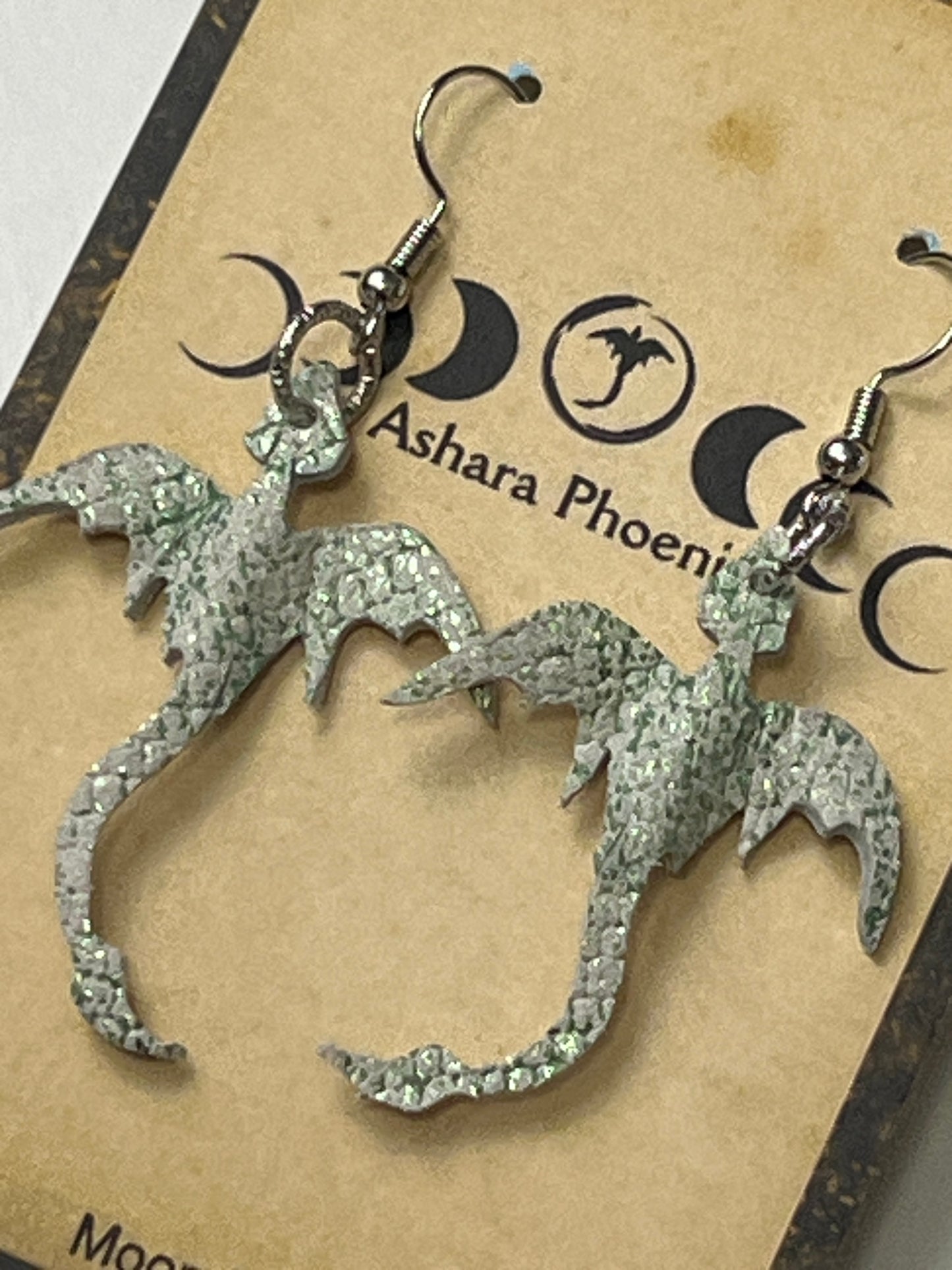 Moon Moss Earth Mini Dragon Earrings