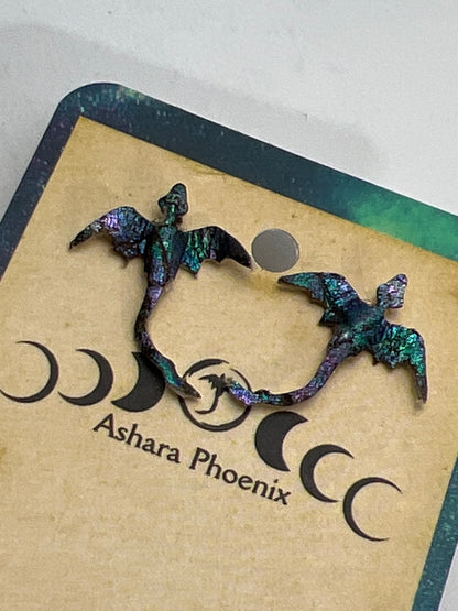 Bismuth Cosmic Dragon Stud Earrings