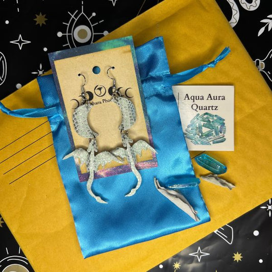 Cosmic Celestial Dragon + Moon Earrings