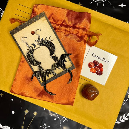 Earth Elemental Dragon + Moon Earrings