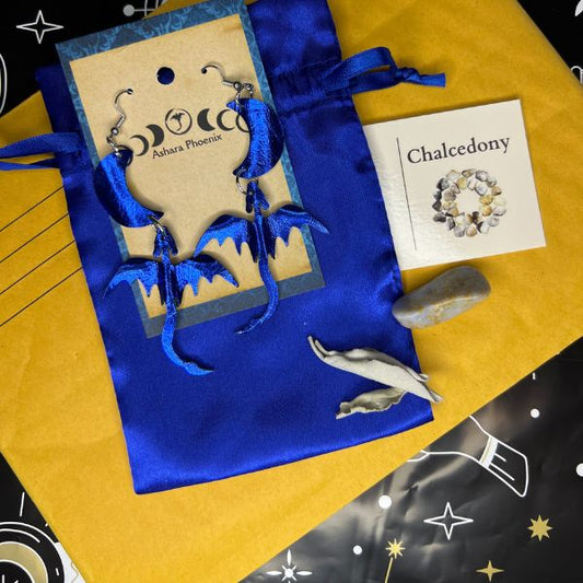 Air Elemental Dragon + Moon Earrings
