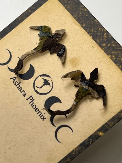 Mossy Stone Earth Dragon Stud Earrings