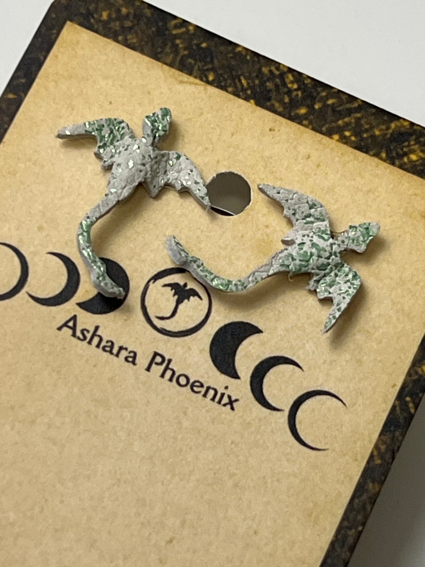 Moon Moss Earth Dragon Stud Earrings