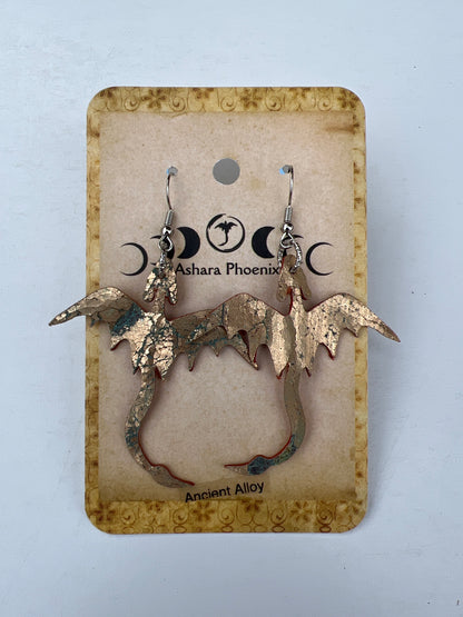 Ancient Alloy Golden Dragon Earrings | Forged Time, Enduring Power