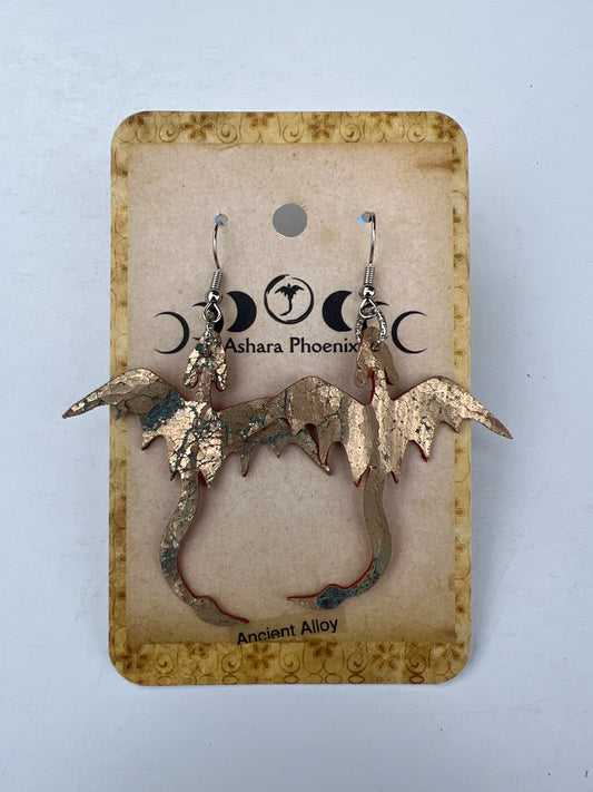 Ancient Alloy Golden Dragon Earrings | Forged Time, Enduring Power