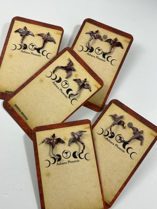 Wildfire Whimsy Fire Dragon Stud Earrings