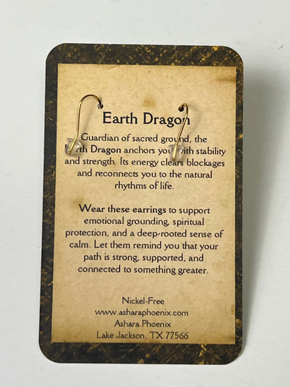 Emerald Hollow Mini Earth Dragon Earrings