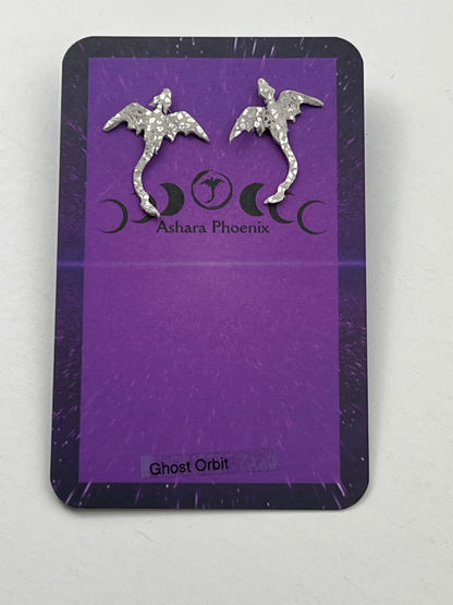 Ghost Orbit Comet Dragon Stud Earrings