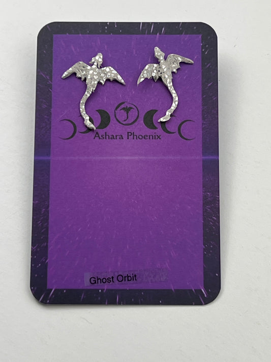 Ghost Orbit Comet Dragon Stud Earrings
