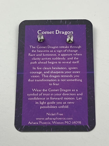 Ghost Orbit Comet Dragon Stud Earrings