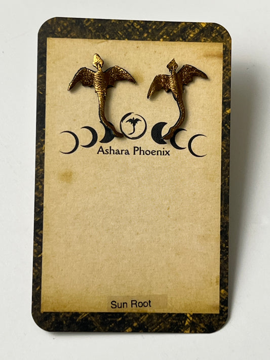Sun Root Earth Dragon Stud Earrings