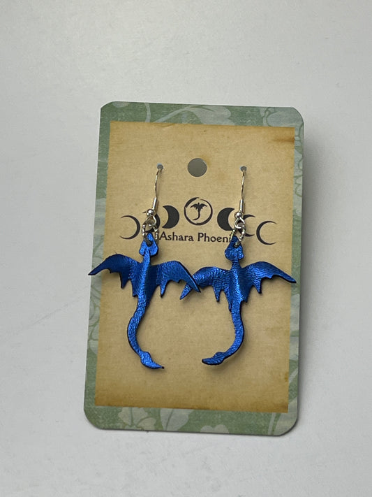 Cerulean Wake Mini Dragon Earrings