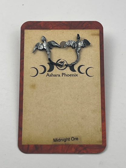 Midnight Ore Fire Dragon Stud Earrings